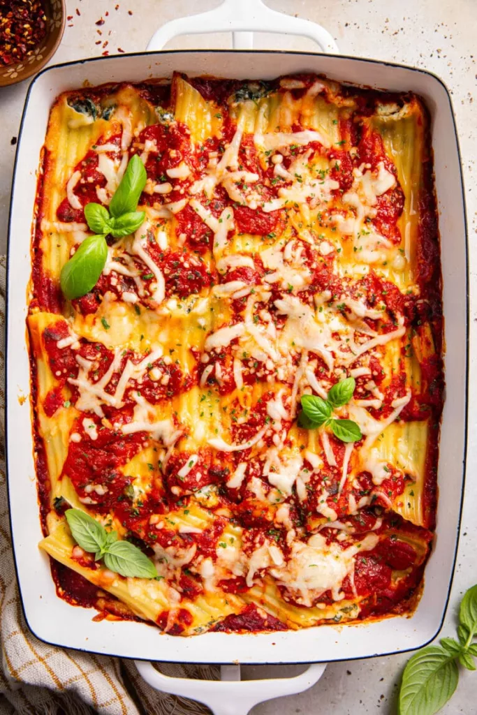 Cheese and Spinach Manicotti