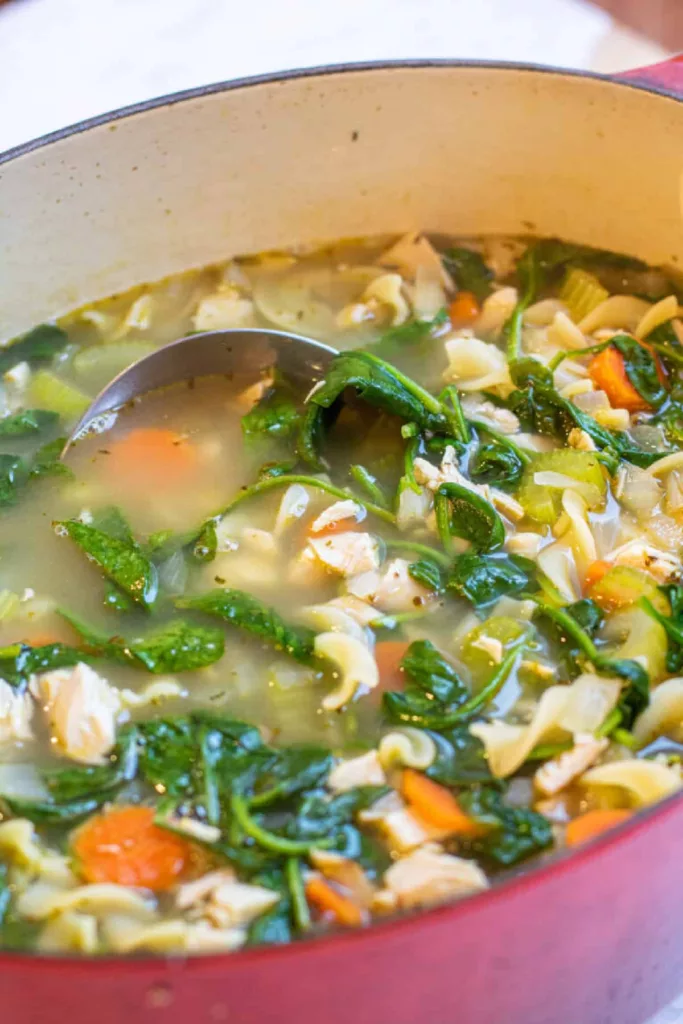 Leftover Turkey And Spinach Noodle Soup | Zazoo Recipes