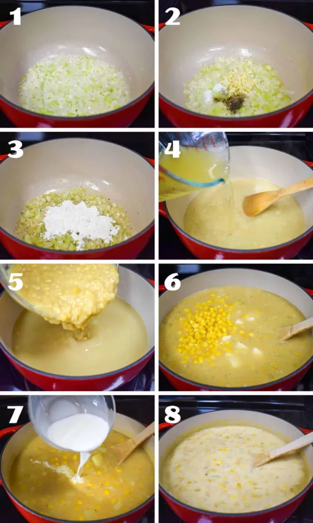 making potato corn chowder