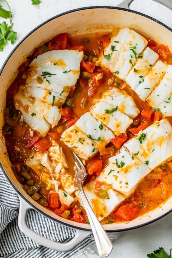 Skillet Cajun Spiced Fish with Tomatoes