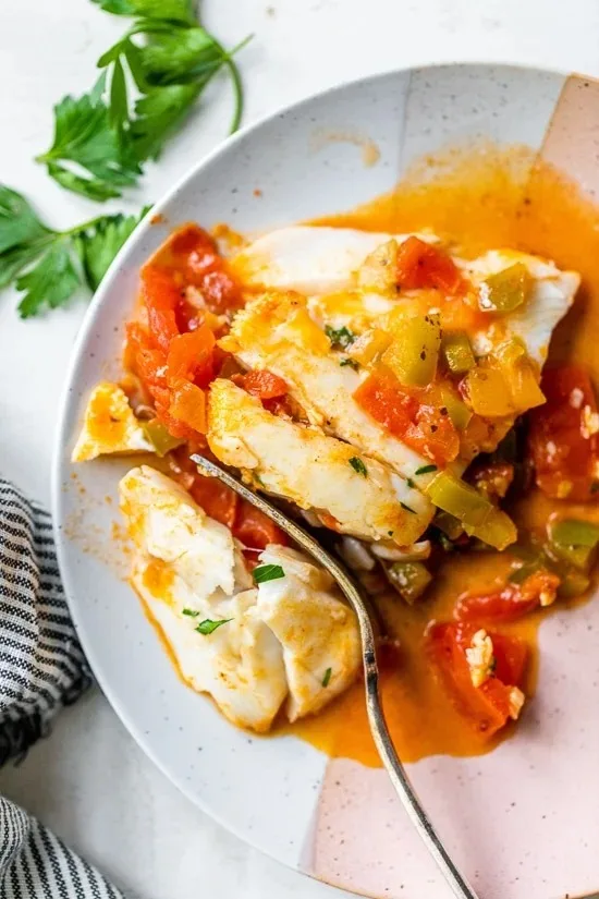 Skillet Cajun Spiced Fish with Tomatoes