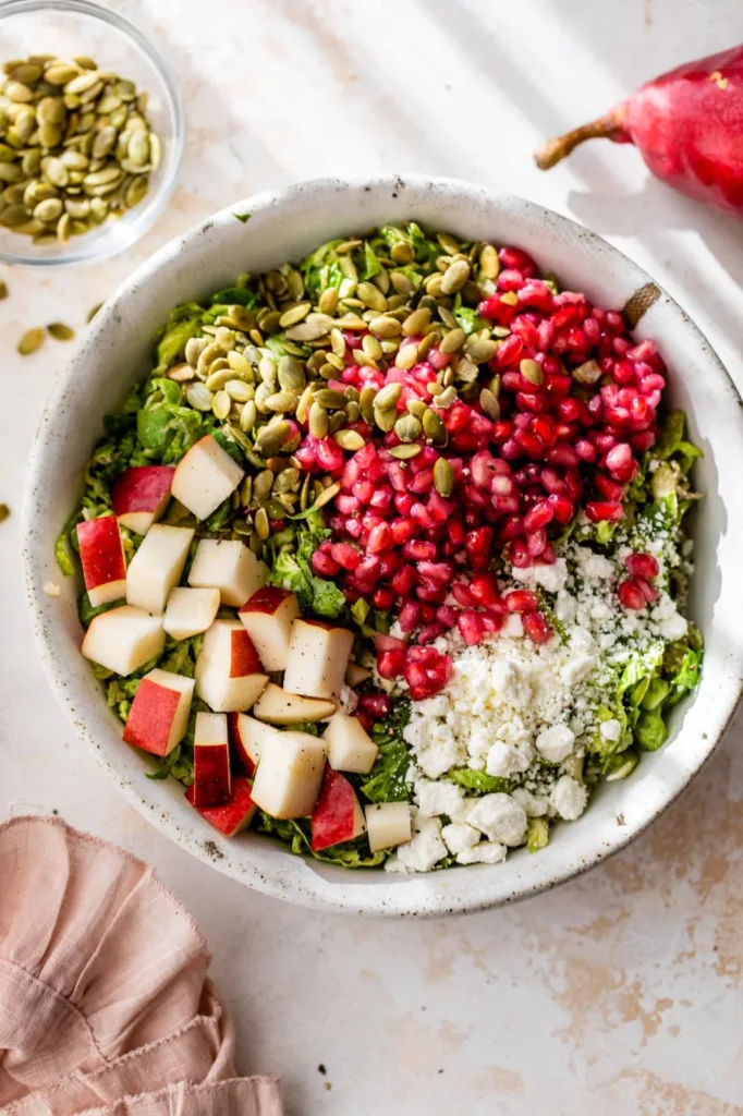 Shaved Brussels Sprout Salad with Pears and Pomegranate
