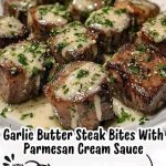 Garlic Butter Steak Bites with Parmesan Cream Sauce