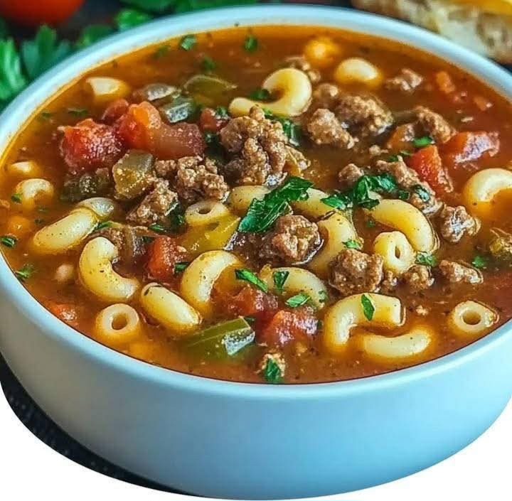 Beef and Tomato Macaroni Soup