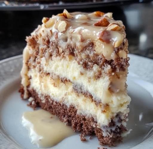 White German Chocolate Cake with Cheesecake Center