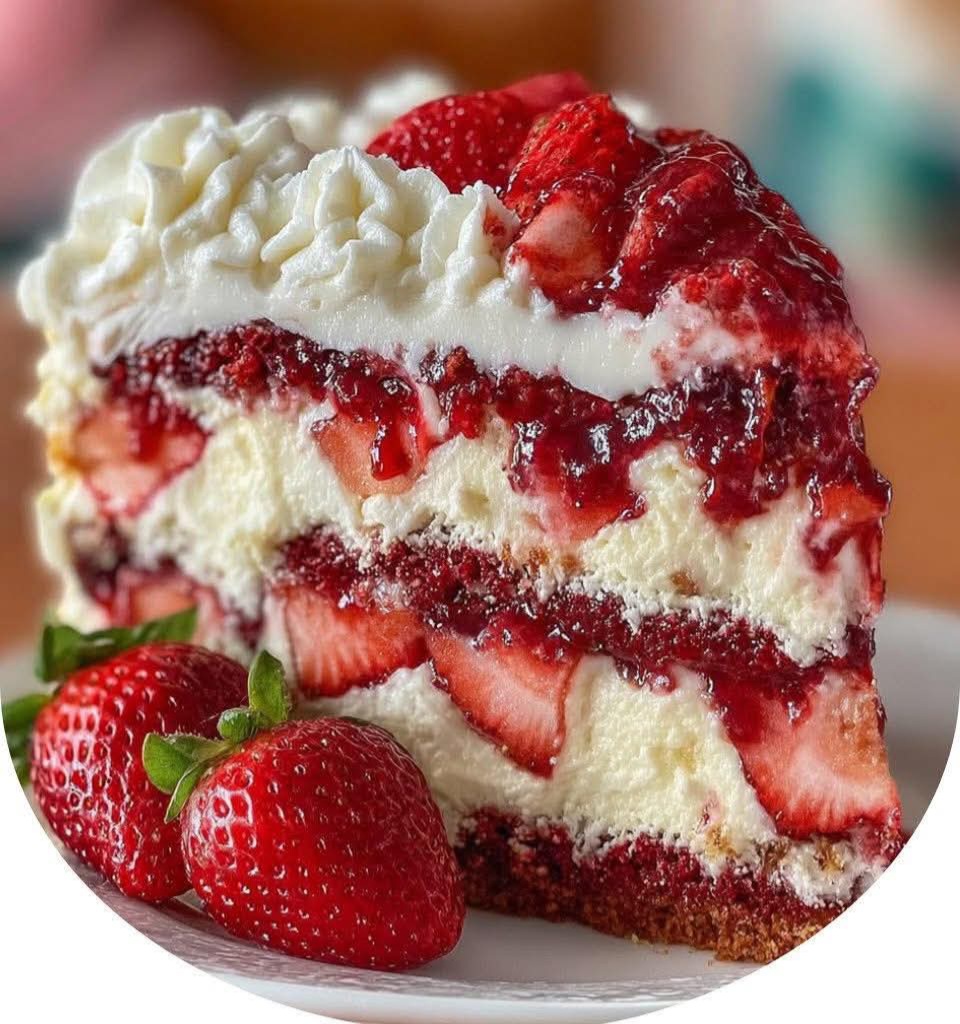 Strawberries and Cream Dream Layer Cheesecake Cake