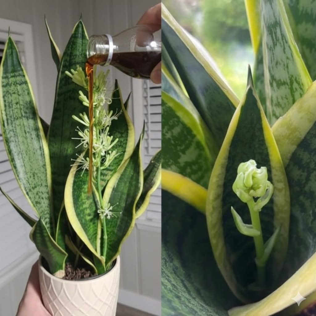 🌼 How to Make a Snake Plant Bloom with This “Gold Liquid” Trick