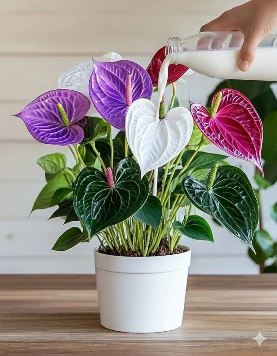 How I Nourished Colorful Anthuriums Gently Using Diluted Milk 🌺🥛