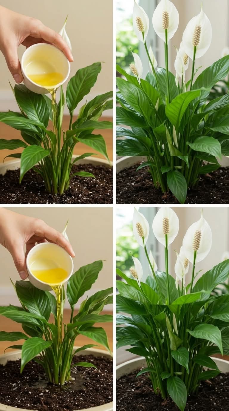 Just One Cup of This Kitchen Liquid… And Your Peace Lily Explodes With Flowers!
