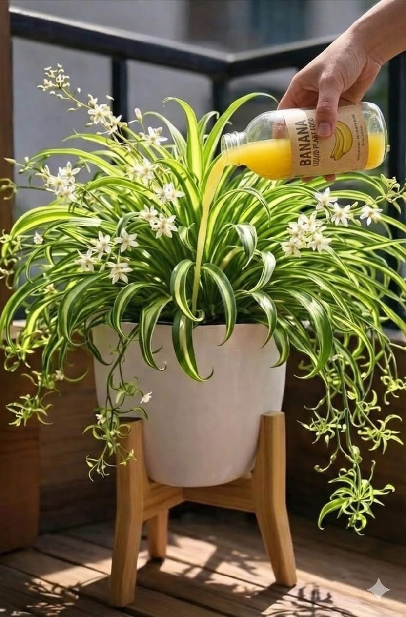 How I Used Banana Feed for Lush Spider Plant Blooms 🌿🍌