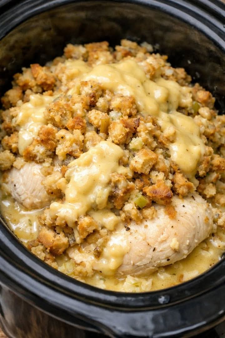 The Ultimate Cozy 4 Ingredient Casserole Everyone Loves – Creamy Chicken & Stuffing Bake