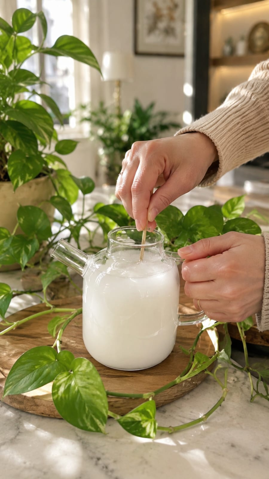 Why Homeowners Are Using a White Liquid Snake Plant Soil Refresh Trick, Better Drainage Mix, Indoor Plant Fertilizer, and Ceramic Pot Styling to Support Cleaner Growth and a More Refined Indoor Look