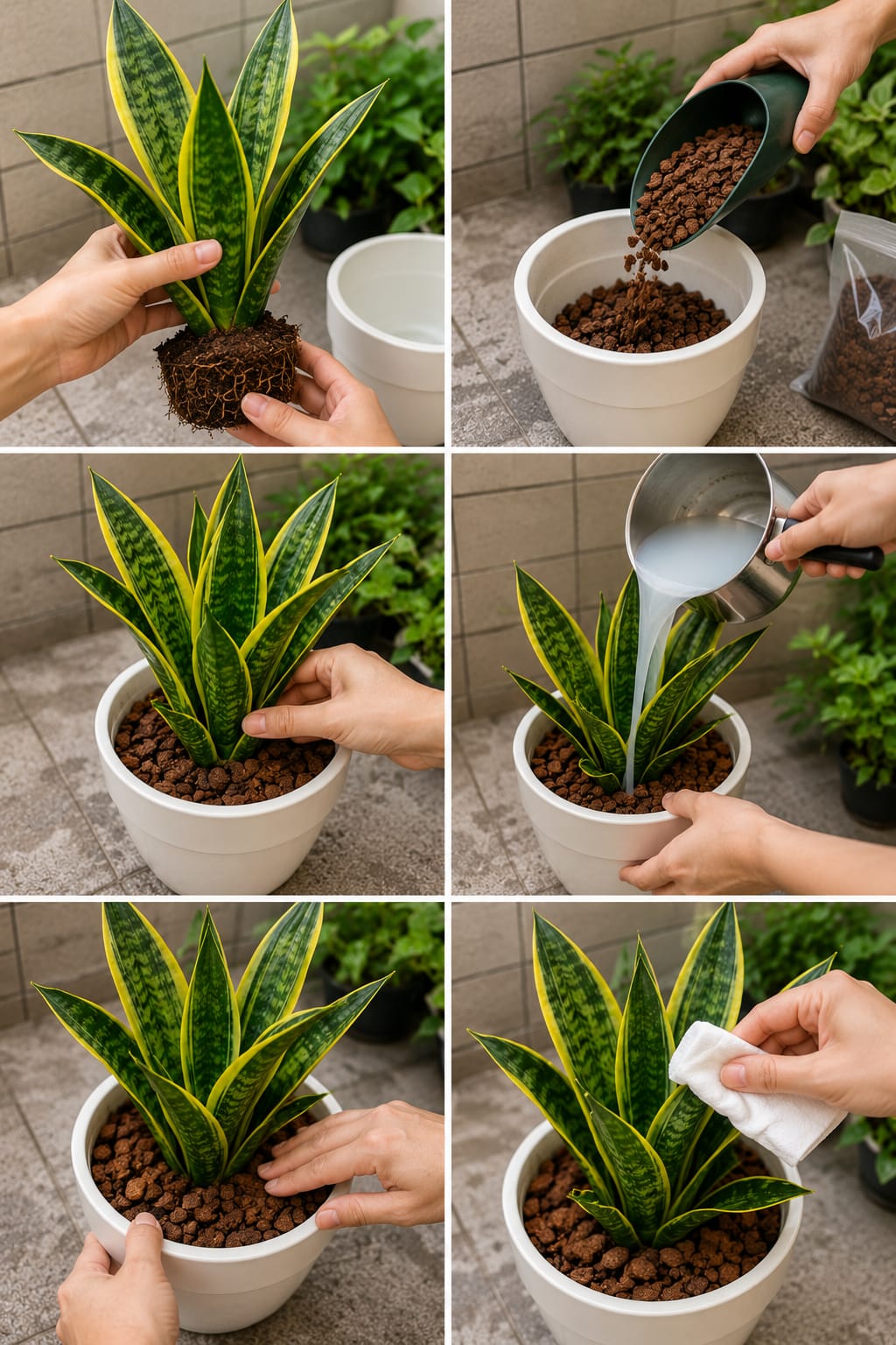 How to Repot a Snake Plant with Clay Pebbles Safely and Use Milk Water Carefully for Stronger Roots, Cleaner Leaves, and a Healthy Indoor Display