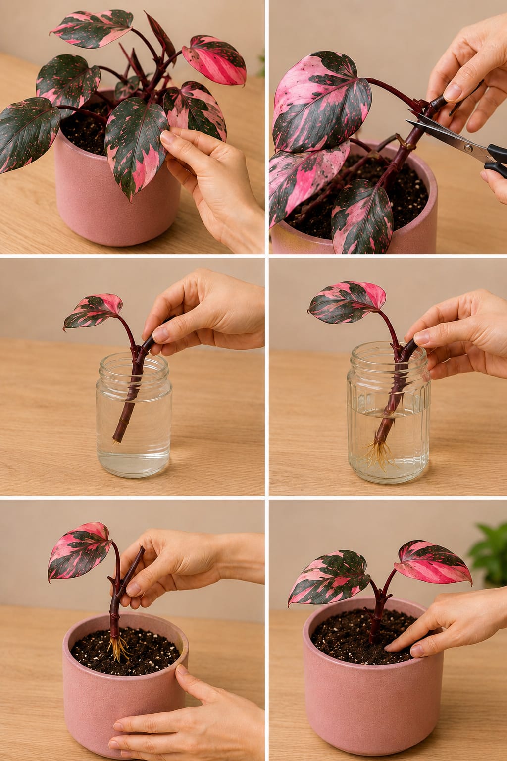 How to Propagate Pink Princess Philodendron Cuttings Safely in Water to Support Stronger Roots, Brighter Variegation, and a Fuller Indoor Plant Display